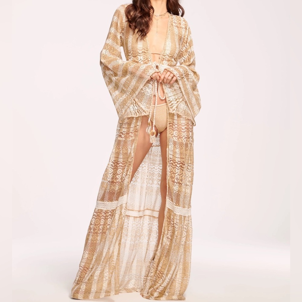 New ramy brook dune ivory long cover up manu dress
